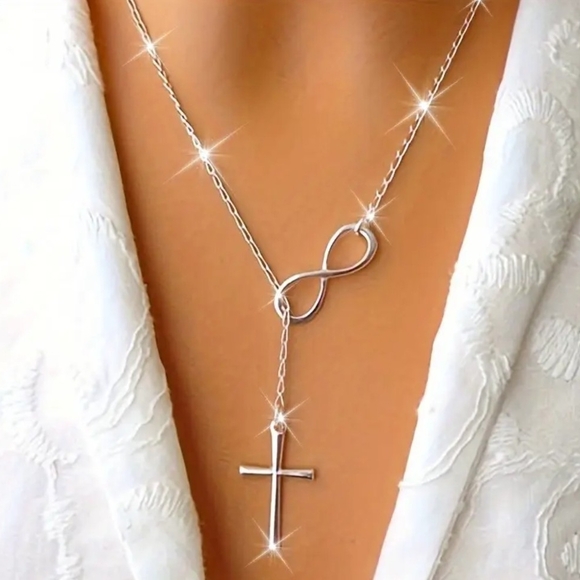 Jewelry - NEW Elegant Silver Infinity Cross Necklace